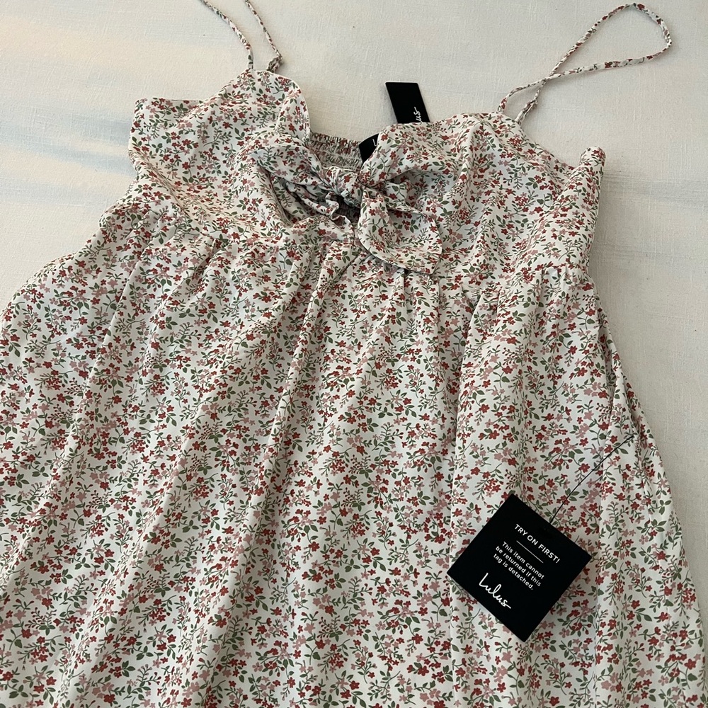 Lulus White Floral Babydoll Midi Dress
